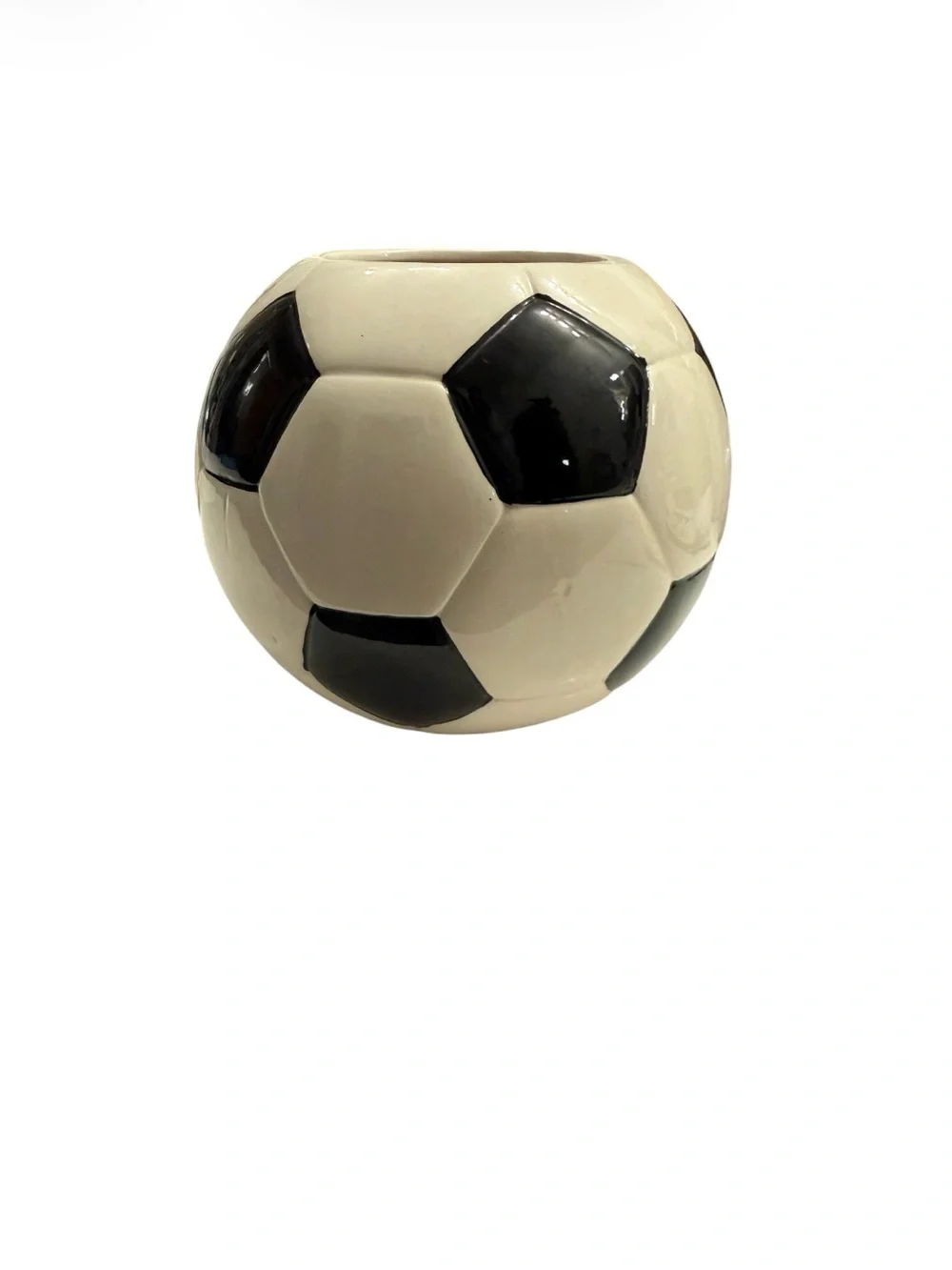 Soccer Ball Ceramic Planter - Black and White